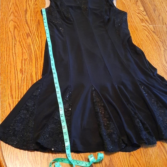 Black Formal Mini Dress with Lace and Sequins - Picture 3 of 6